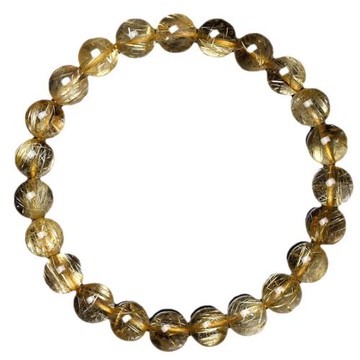 新品特賣天然金發晶手鏈男女巴西黃水晶金鈦晶黃發晶手串送禮