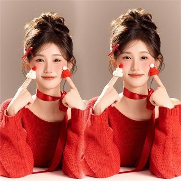【台灣有貨】實拍 新款影樓聖誕主題少女寫真毛衣可愛畫報風新年氛圍感藝術照攝影服