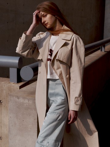 NATALIA Slim-fit Belted Twill Trench Coat