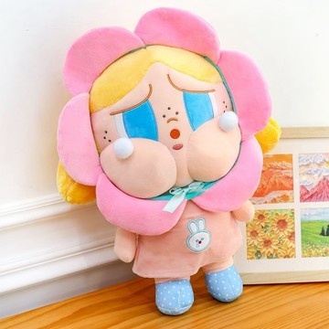 【Oasis Studio】哭娃毛絨公仔 Crybaby哭娃毛絨玩偶 可愛花朵女孩毛絨公仔 萌軟委屈臉玩偶抱枕 女生禮物