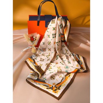 真絲小方巾65絲巾系脖2025新款禮盒裝護頸高級感薄款圍巾媽媽送禮