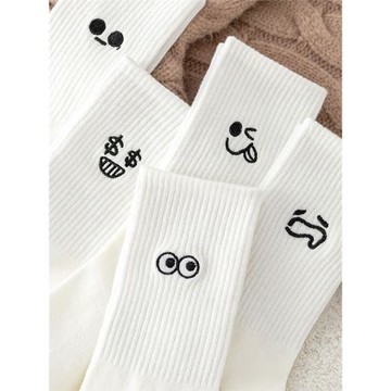 白色襪子女純棉中筒襪搞怪ins潮春秋款日系可愛秋冬運動男士長襪