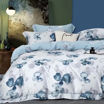 40支100%純天絲TENCEL 雙人床包四件式全鋪棉床包組  被子 + 床墊套 + 枕套組  床包152 x 188cm + 被套182 x 212cm + 枕套45 x 72cm  丹楓