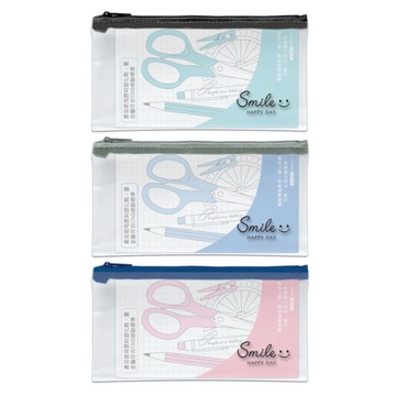 四季SEASON 極簡PVC小筆袋-笑黑/笑灰/笑藍