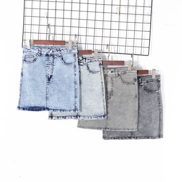 春季女裝韓版水洗牛仔半身裙高腰雙口袋修身顯瘦包臀裙