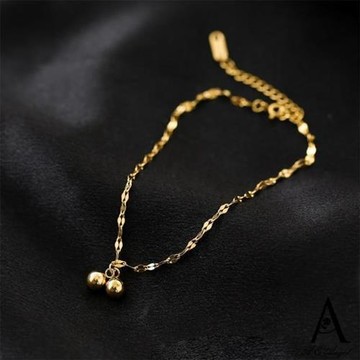 【ANGEL】豆豆鈴鐺簡約小眾鋼時尚腳鍊(金色)