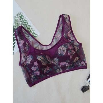 性感網紗內衣女薄全罩杯背心式文胸大胸顯小收副乳大碼無鋼圈胸罩