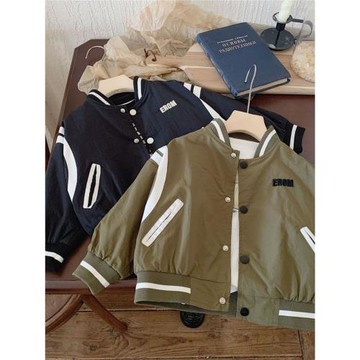 布吶吶兒2023童外套春秋款男女寶寶韓版刺繡潮酷字母夾克休閑開衫