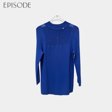 EPISODE - 氣質圓領鑽飾素色透膚設計針織衫142505（藍）