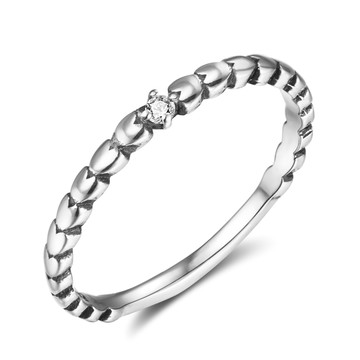 愛心．細尾戒｜純銀戒指．客製刻字