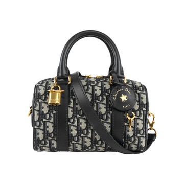 DIOR Groove 20 經典刺繡緹花布二用波士頓包(藍色)