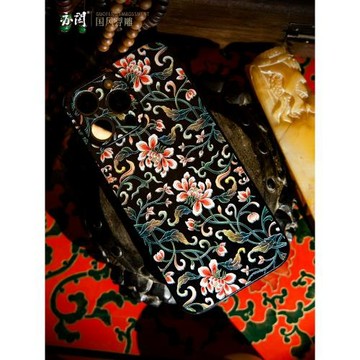 古造 纏枝花卉 適用新款iPhone17Pro文藝iPhone16花朵浮雕15Pro中國風14Pro奢華全包鏡頭蘋果13手機殼