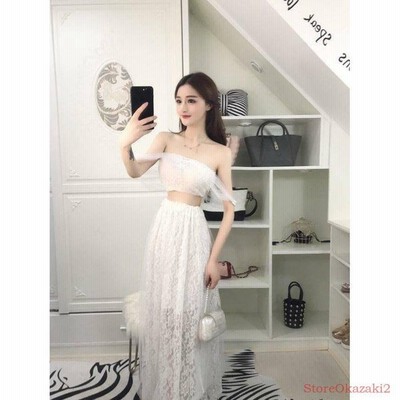 セットアップ レディース 秋冬 ドレス セットアップ ツーピース ブラック ホワイト レース 花柄レース シースルー ノースリーブ チューブトップ 通販 Lineポイント最大get Lineショッピング