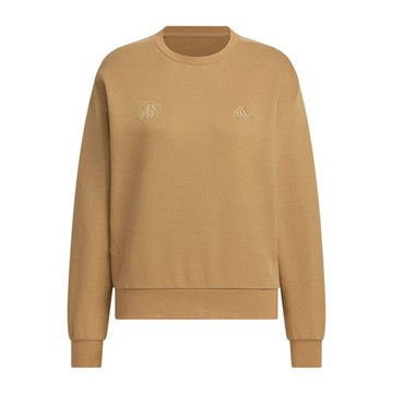 Adidas Lounge Crew SWT JJ3578 女 長袖上衣 大學T 休閒長袖 棕