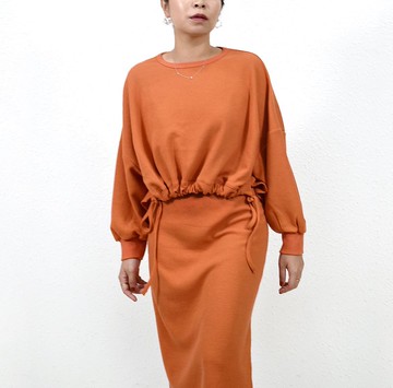 WAFFLE SWEATSHIRT 深橘色 窩夫格針織 高端休閒衛衣