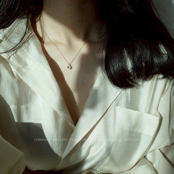 方糖家 品質水晶吊墜鎖骨鏈 925純銀小巧精致氣質百搭小眾鎖骨鏈1入