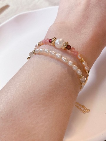 1+1好運成雙錬優惠 紅石榴石/紅紋石/月光石/天然淡水珍