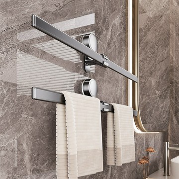 源頭工廠衛生間免打孔吸盤毛巾架掛毛巾桿新款極簡單桿浴室置物架