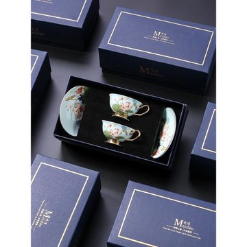 高顏值骨瓷咖啡杯禮盒高檔精致下午茶具套裝對杯情侶杯子新婚禮物