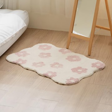 沐慕家居 韓系植絨腳踏墊 地墊  90 x 60cm  粉色小花