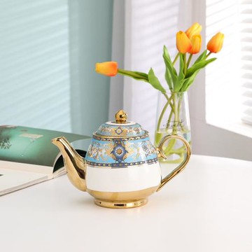 北歐茶壺套裝家用泡茶大容量涼水壺帶過濾歐式咖啡壺陶瓷花茶茶壺