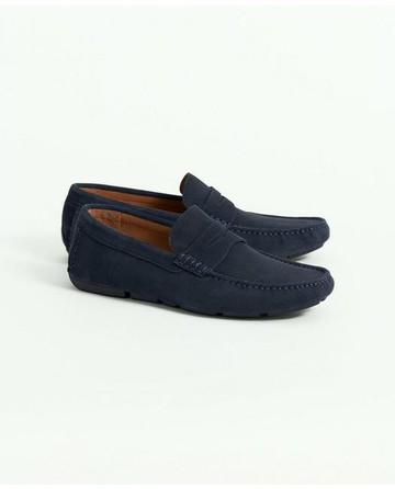 Brooks Brothers Men's Jefferson Suede Driving Moccasins Shoes | Navy | Size 13 D