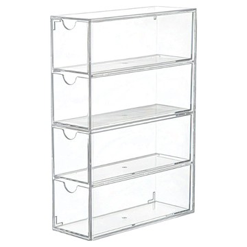 四格抽屜式透明收納盒  透明色  1個