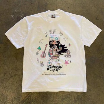 搞錢做慈善 3A260克純棉雙紗！向上俠！重磅情侶女寬松短袖T恤男