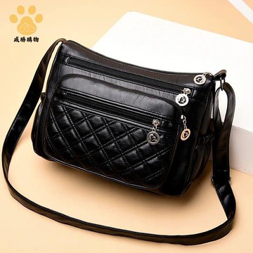 2025新款 百搭大氣中年女包 媽媽包 多層軟皮單肩斜挎包 婆婆包 斜背包 ws8011