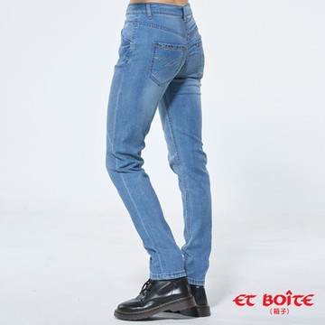 ETBOITE箱子 BLUE WAY –輕舒感修身中腰丹寧小直筒褲