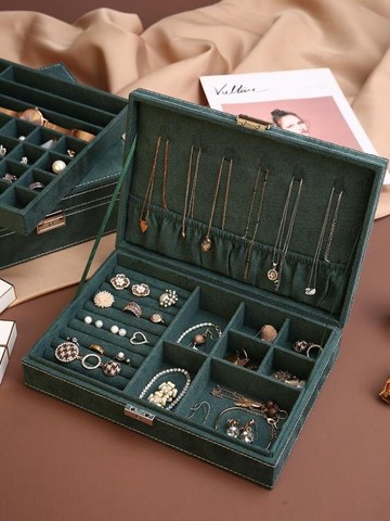 首飾盒 首飾盒帶鎖超大多功能耳環項錬耳釘收納盒簡約多層大容量手飾品盒 【年終特惠】