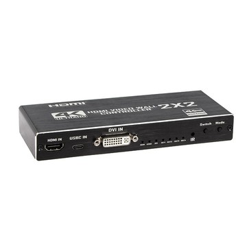 易控王 2x2HDMI電視牆拼接器 螢幕拼接器 4螢幕拼接 大螢幕廣告牆面 支援USB-C/DVI(40-226-06)