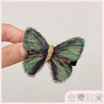 ✨臺灣出貨✨【飾飾如意】復古刺繡漸變色夢境蝴蝶髮夾油畫風手工髮卡邊夾劉海夾新款髮飾女