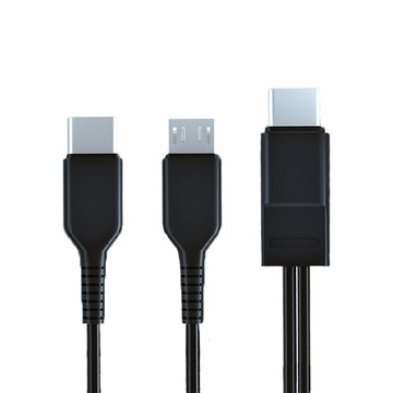MoZuo 一分二 Type-C轉MicroUSB+Type-C 2A快充充電線 黑 1M
