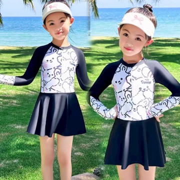 Biki.泳衣3-5L大童泳裝蒂佩狗長袖連身裙二件式