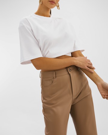 Naia Asymmetric-Draped Crop T-Shirt