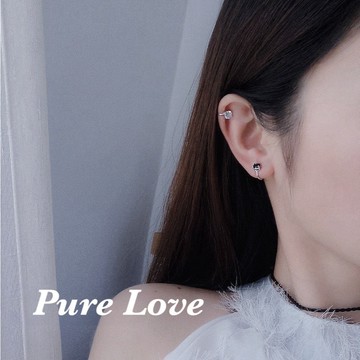 Pure Love樂芙 /正韓 銀飾【S925純銀】E0937簡約通體純銀四爪鑲嵌鋯石耳夾(無耳洞)單只 / 二色