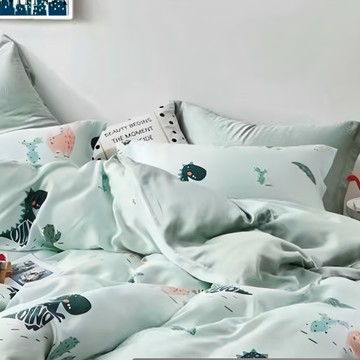 LAMINA 兒童天絲涼被 5 x 6.5尺 親膚透氣  恐龍樂園 綠色