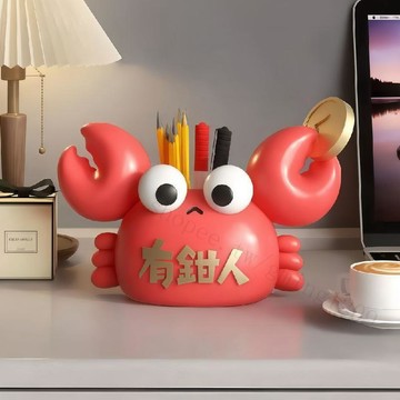 【創意潮玩】中式有錢人螃蟹筆筒擺件 樹脂工藝家居飾品 桌面收納擺件 桌面擺飾 療癒擺飾 桌面小擺件 創意桌面收納