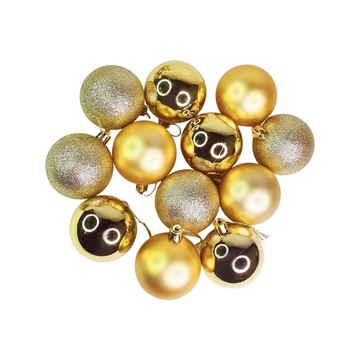 MODACore 摩達客 耶誕霧亮混款電鍍球 聖誕樹裝飾球飾掛飾 吊飾組 YS-HPB2306002 24個  6cm  金色  1組