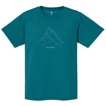 日本【Montbell】WIC.T PEAK 山線女款短袖排汗T恤 (藍綠/粉紅)
