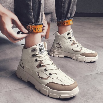 男鞋透氣新款秋季男士高幫帆布潮鞋韓版潮流百搭學生休閑板鞋