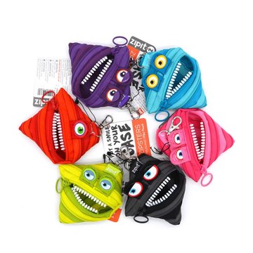 ZIPIT大眼仔怪獸零錢袋卡通拉鏈包鑰匙耳機收納小掛包創意禮物S
