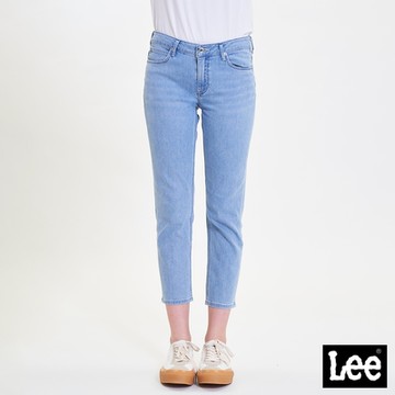 Lee 女款 401 九分中腰標準小直筒牛仔褲 淺藍洗水