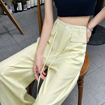 【小歡喜Little Joy】夏季新款亞麻冰絲闊腿褲 高腰顯瘦棉麻山本褲 薄款休閒彎刀褲褲女