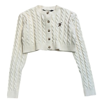 ParrotFashion 復古麻花毛衣女2025春季新款甜美風長袖短版毛線小外套