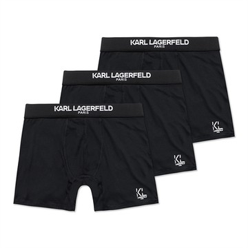 KARL LAGERFELD 老佛爺 熱銷刺繡文字貼身四角內褲3件組-黑色