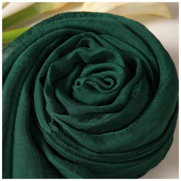 高端長條真絲圍巾女今年新款春秋冬天裝飾絲巾雙面披肩純色墨綠色