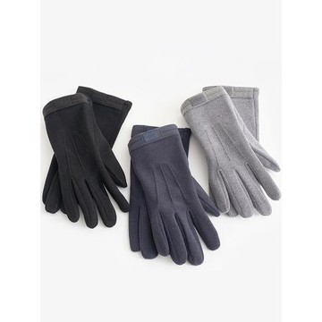 柔軟貼膚德絨男士手套純色冬季騎自行車保暖春秋單層加絨輕便韓版