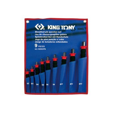 【威利小站】 KING TONY 1009GPN 鉻鉬鋼敲擊圓柱鑿 9件式 護把式圓柱鑿子工具組 舒適握把中心沖